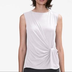 MM LaFleur Brontë Ivory Sleeveless Twisted Tank